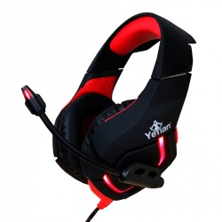 Yeyian Audífonos Gamer Wicked Serie 3000, Alámbrico, 2.2 Metros, USB, Negro/Rojo