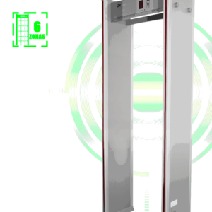 ZKTECO D1065 - Arco detector de metal con 6 zonas de detección, 100 niveles de sensibilidad, pantalla LCD de 3.5", contadores de personas y alarmas, indicadores LED en ambas vistas