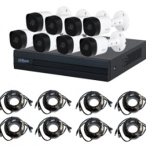 Dahua Kit de Camaras de Vigilancia DH-XVR1B08-I de 8 Cámaras CCTV Bullet y 8 Canales, con Grabadora