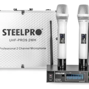 Microfono Uhf Profesional Blanco Frecuen Multicanal Steelpro